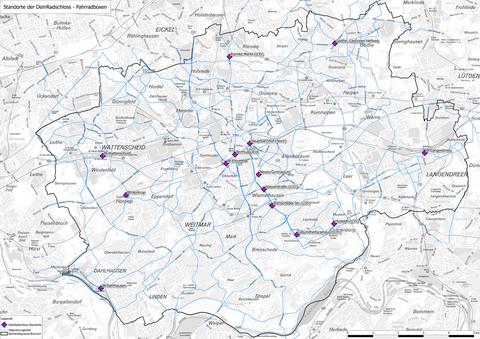 Karte mit Standorten in Bochum