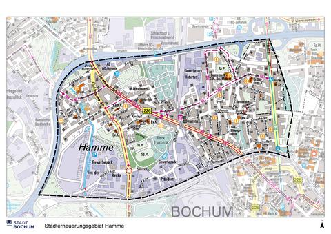 Gebietsabgrenzung Soziale Stadt Hamme auf dem Stadtplan