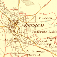 Gemeindekarte (aus dem Jahr 1823), hier das Blatt Bochum