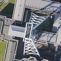 hochauflösendes Farb-Luftbild 2011: der Turm des Bergbaumuseums