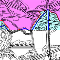 Stadtbezirke und Gemarkungen in Farbe (oben) und in Schwarzweiß