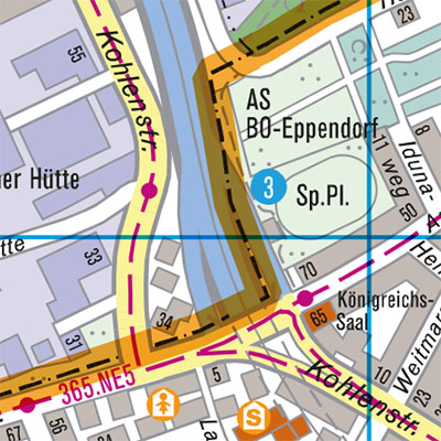 Ausschnitt aus dem Amtlichen Stadtplan Bochum 1:15.000 (farbig); Auflage 2016