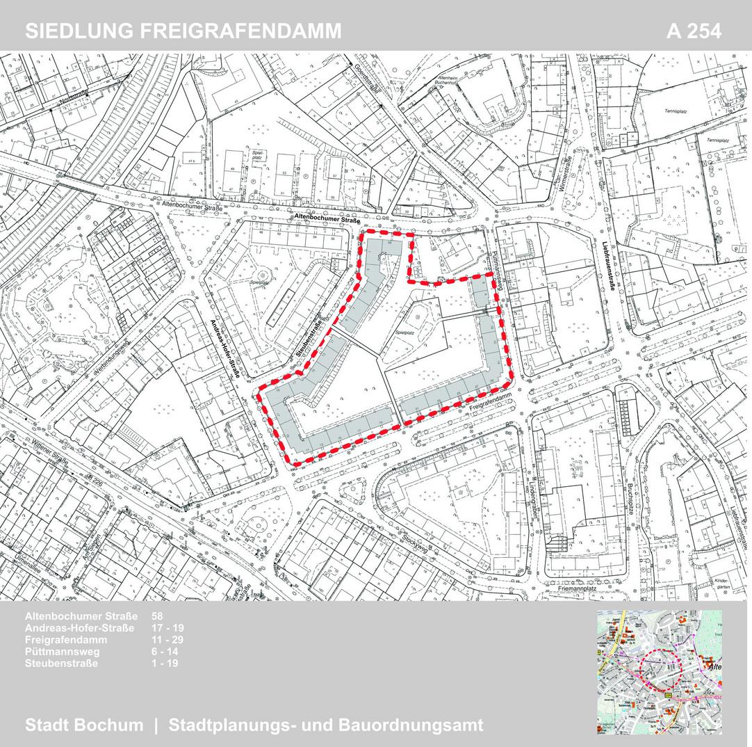 Kartenausschnitt der Siedlung am Freigrafendamm