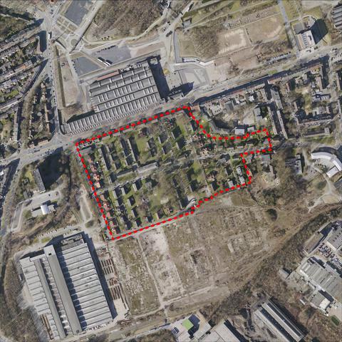 Luftbildaufnahme der Siedlung Stahlhausen eins und zwei