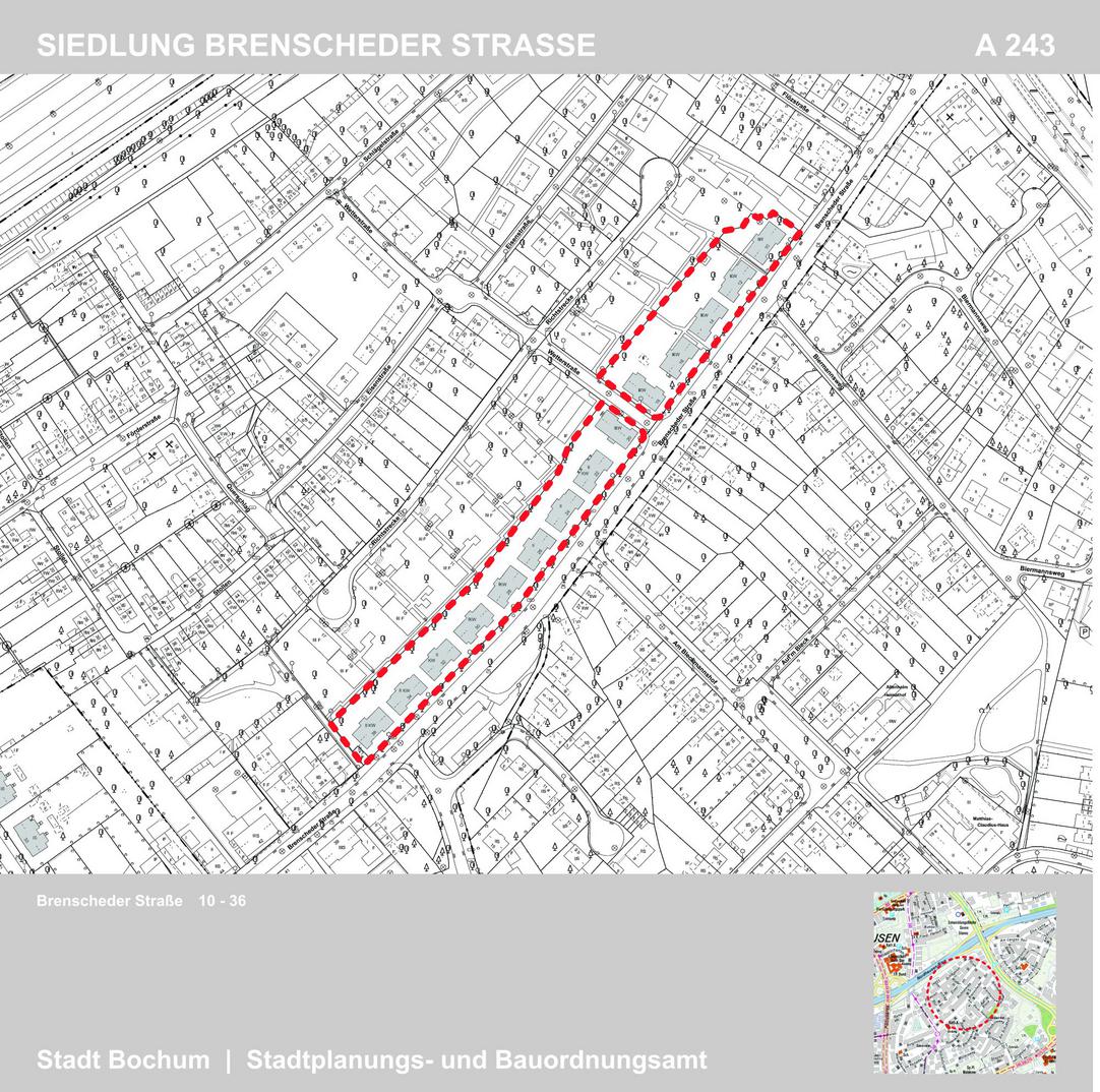 Kartenausschnitt mir rot umranderdeter Brenscheder Straße