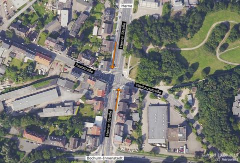 Luftbild mit Fahrrad-Zählstelle