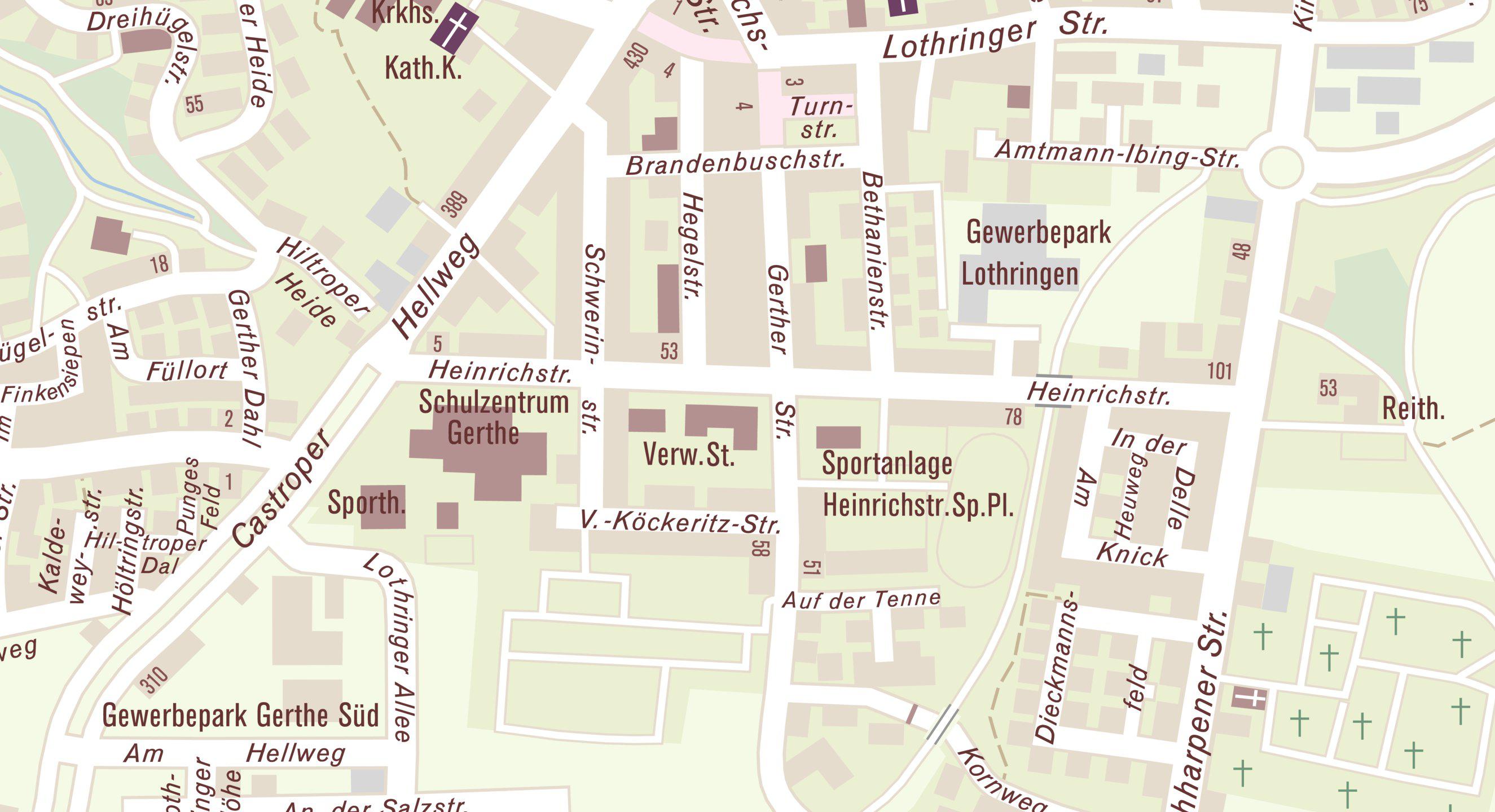 Lageplan für die Bezirksverwaltungsstelle Nord, Heinrichstr. 42