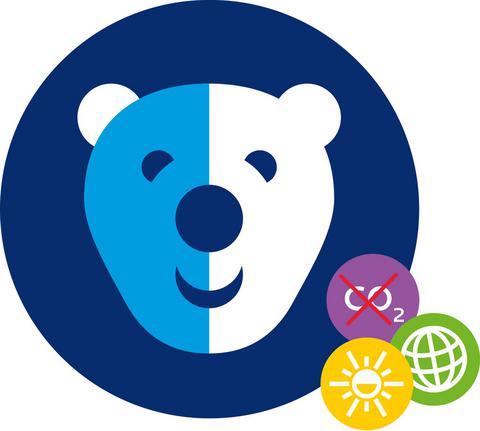 Ein Eisbär mit Umweltsymbolen - Kampagnen-Bild zur Kampagne "Klimaschutz: So machen WIR's"