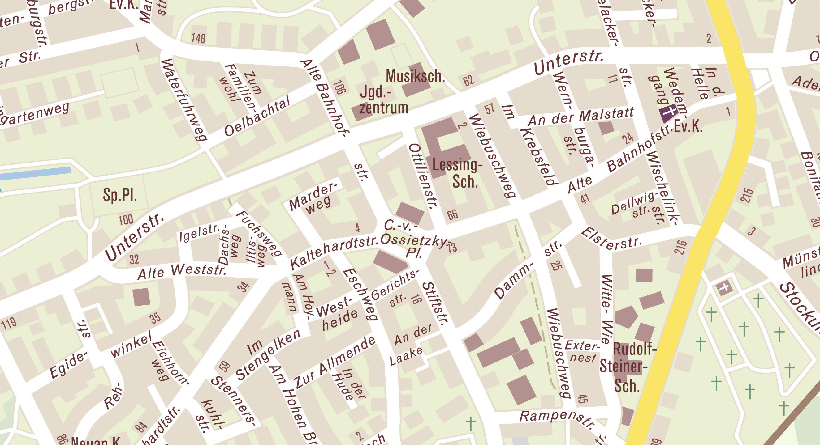 Lageplan für die Bezirksverwaltungsstelle Ost, Carl-von-Ossietzky-Platz 2