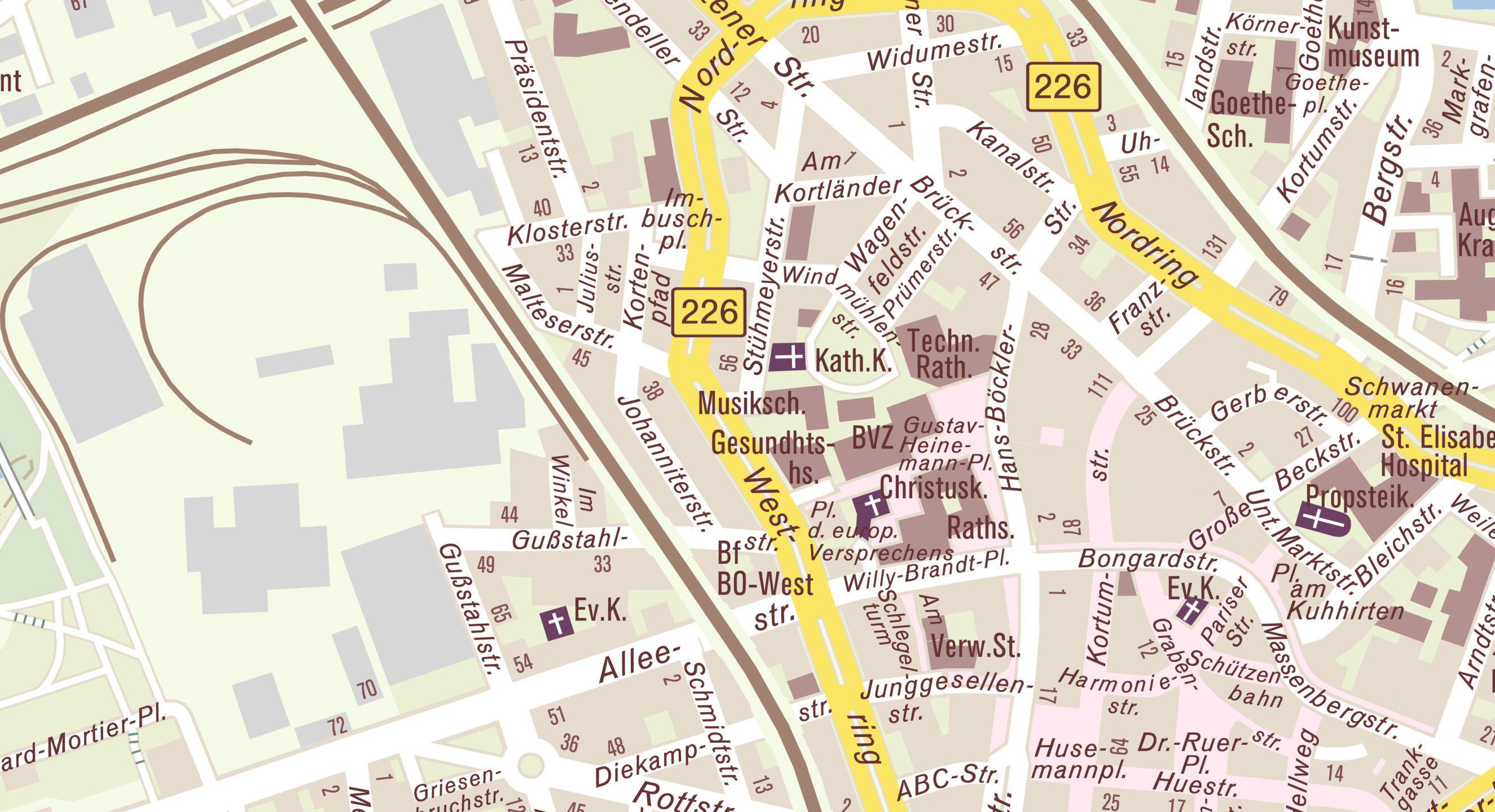 bochum zentrum bis schüren entfernung mit fahrrad