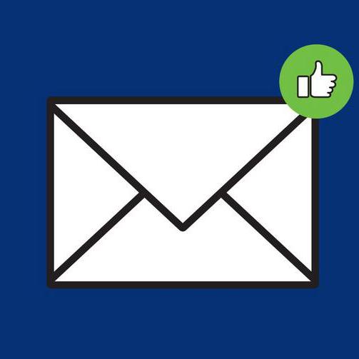 Eine Zeichnung eines Briefumschlages auf dunkelblauem Untergrund. An der rechten oberen Ecke des Umschlages ist ein Daumen-hoch-Symbol. 