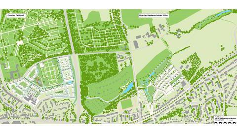 Übersichtsplan: Die zwei Quartiere des Ostparks und die Umgebung