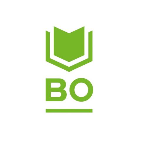 Das Bild zeigt das Logo der freien Marke Bochum in grün: ein Symbol, das ein aufgeschlagenes Buch darstellen soll; darunter die Buchstaben "BO" in Großbuchstaben.