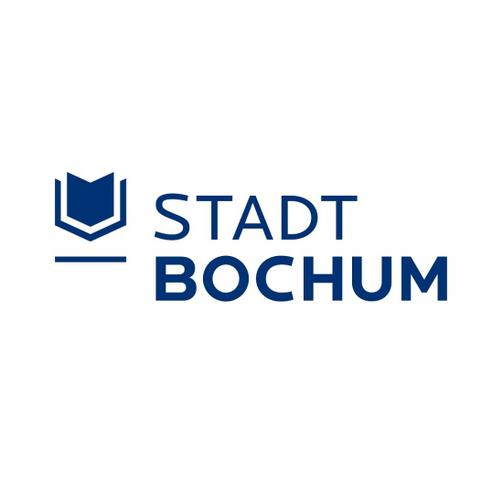 Das Bild zeigt das offizielle Logo der Stadtverwaltung Bochum: in royalblau ein Symbol, das ein aufgeschlagenes Buch darstellen soll; dahinter der Schriftzug "Stadt Bochum" in Großbuchstaben.