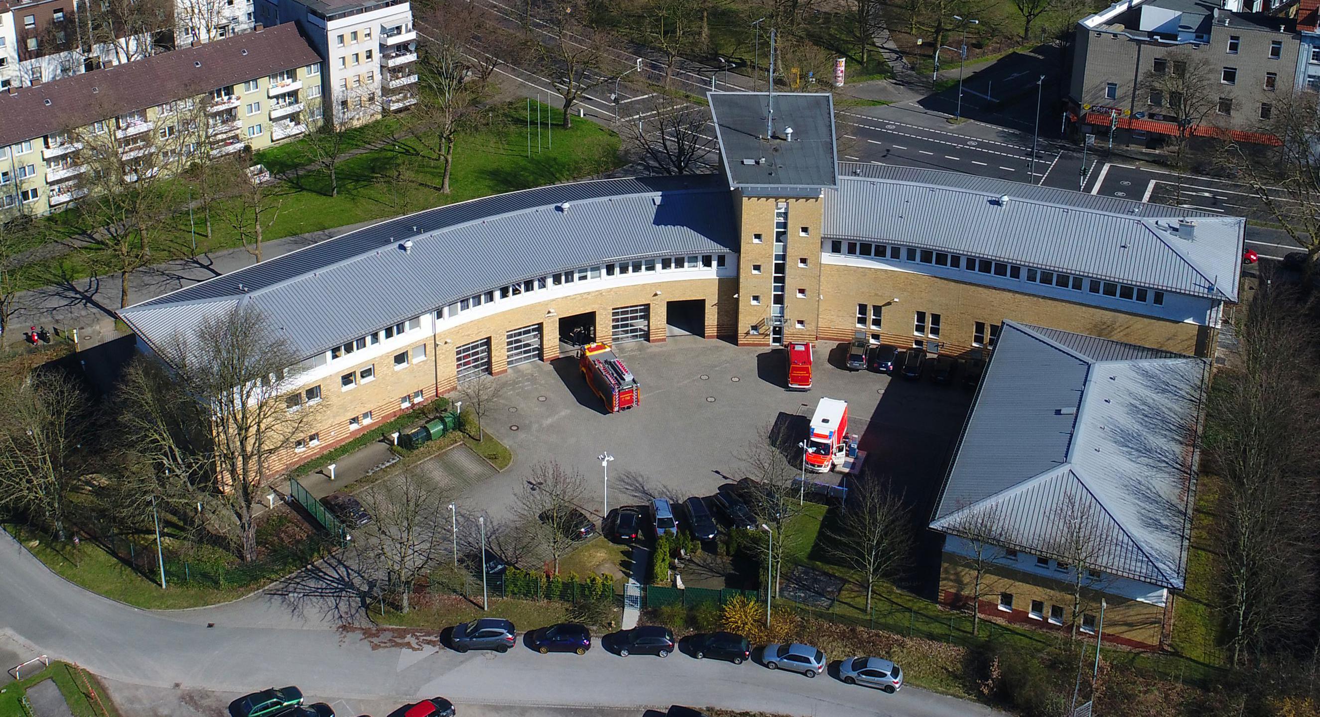 Luftbild der Feuerwache 2 in der Bochumer Innenstadt