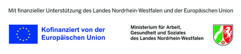 Logo mit Hinweis auf Fördermittel des europäischen Sozialfonds und des Landes Nordrhein-Westfalen