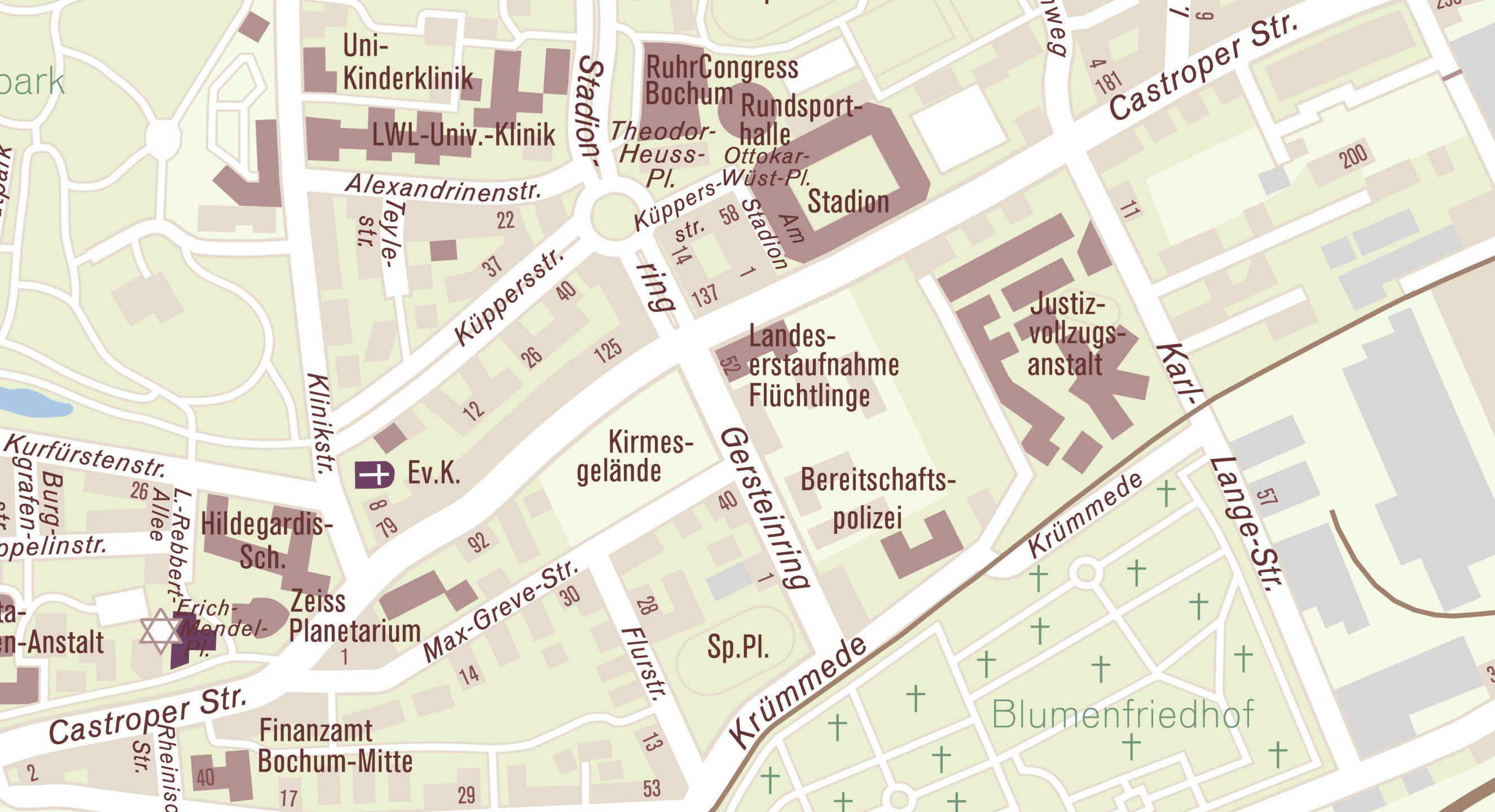 Lageplan für die Adresse Gersteinring 50 / 52