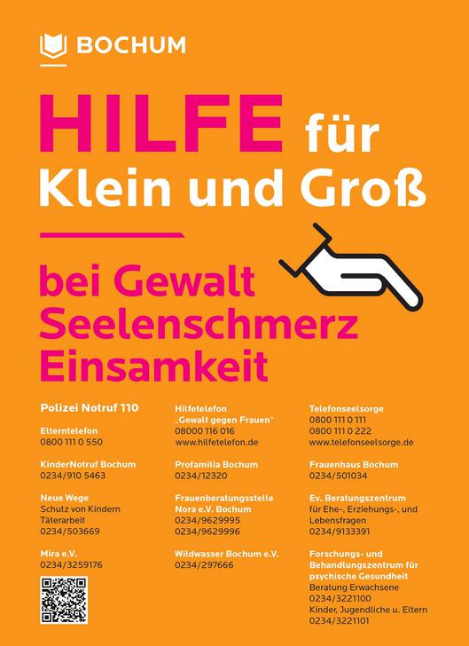 Hilfe für Klein und Groß - Plakat mit Hilfe- und Sorgentelefonnummern
