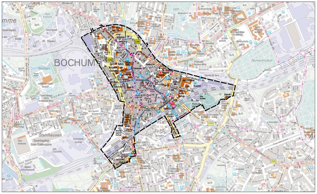 Das Bild zeigt ISEK Abgrenzung auf Stadtplan