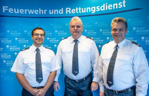 Das Sprecherteam der Freiwilligen Feuerwehr Bochum: (von links) Mario Reuther, Dirk Osadnik und Michael Wagner.