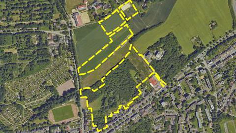 Bebauungsplan Nr. 901 – Ostpark / Havkenscheider Höhe – Luftbild mit eingezeichnetem Baugebiet 