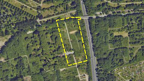 Bebauungsplan Nr. 932 – Ostpark / Feldmark Ost – Luftbild mit eingezeichnetem Baugebiet