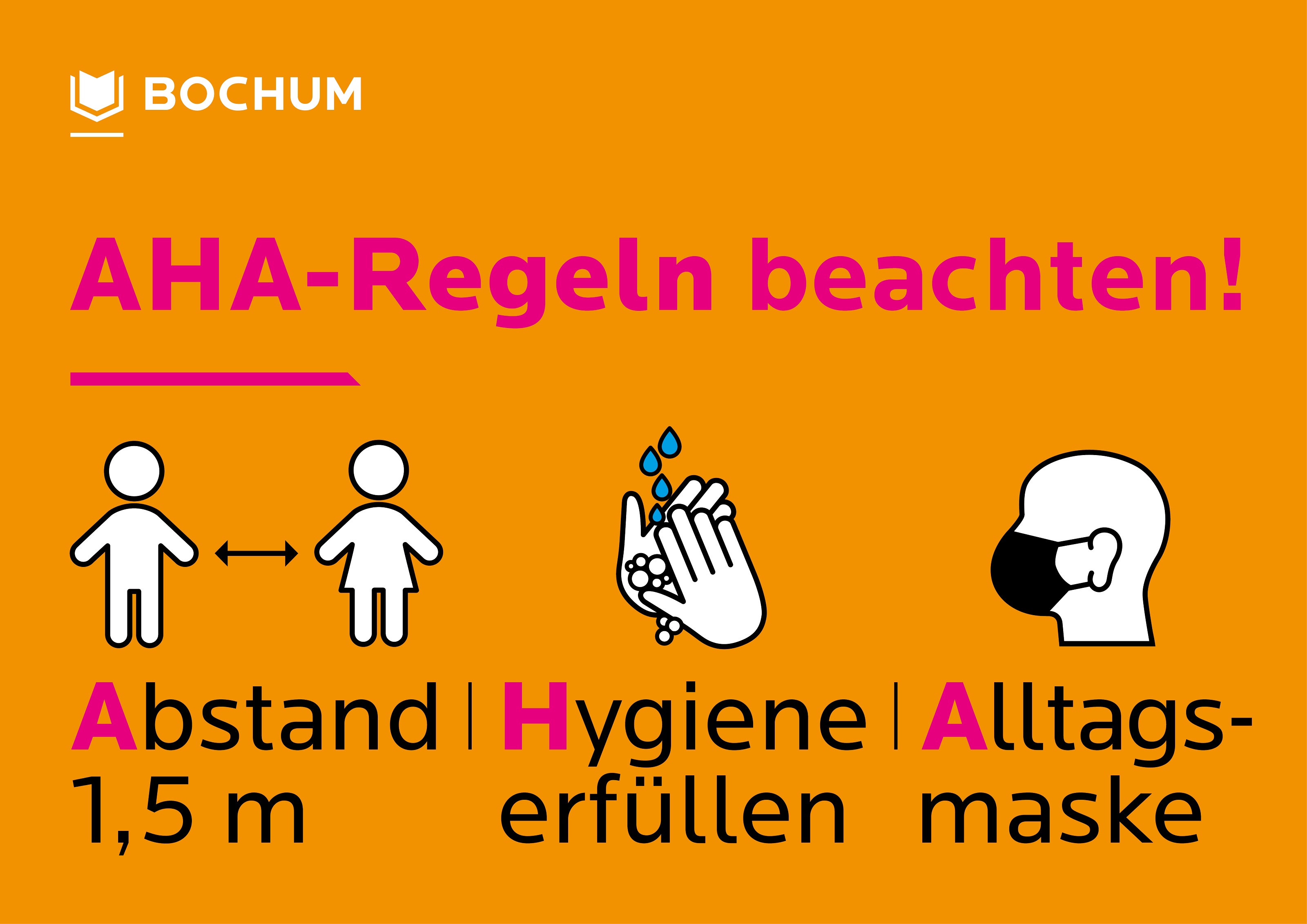 Plakat zur Erläuterung der AHA-Regeln
