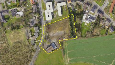 Luftbild zum Bebauungsplan Nr. 966 - Ruhrstraße Ost - mit eingezeichnetem Baugebiet