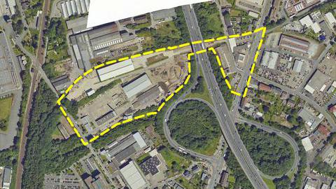 Luftbild zum Bebauungsplan Nr. 979 – Anschluss HER-BO-43 – mit eingezeichnetem Baugebiet