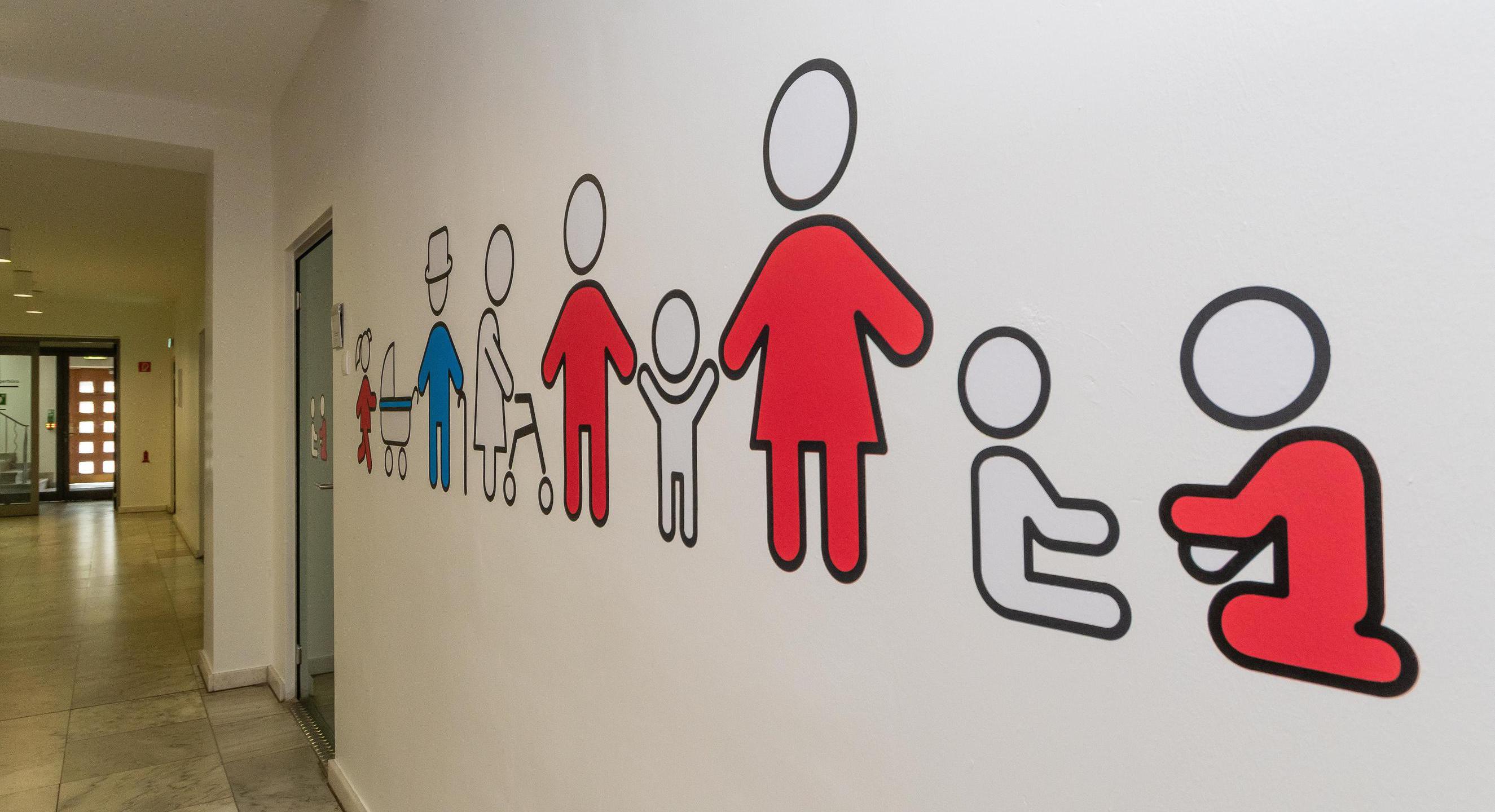 Das Familienbüro in Bochum - Dekoratives Wandbild mit Piktogrammen zum Thema "Familie"