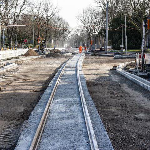 Baustelle für die Linie 310 in Bochum-Langendreer