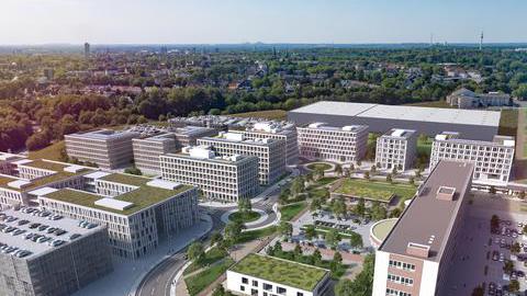 Der O-Werk | CAMPUS von oben: Hier entstehen Büro- und Grünflächen.