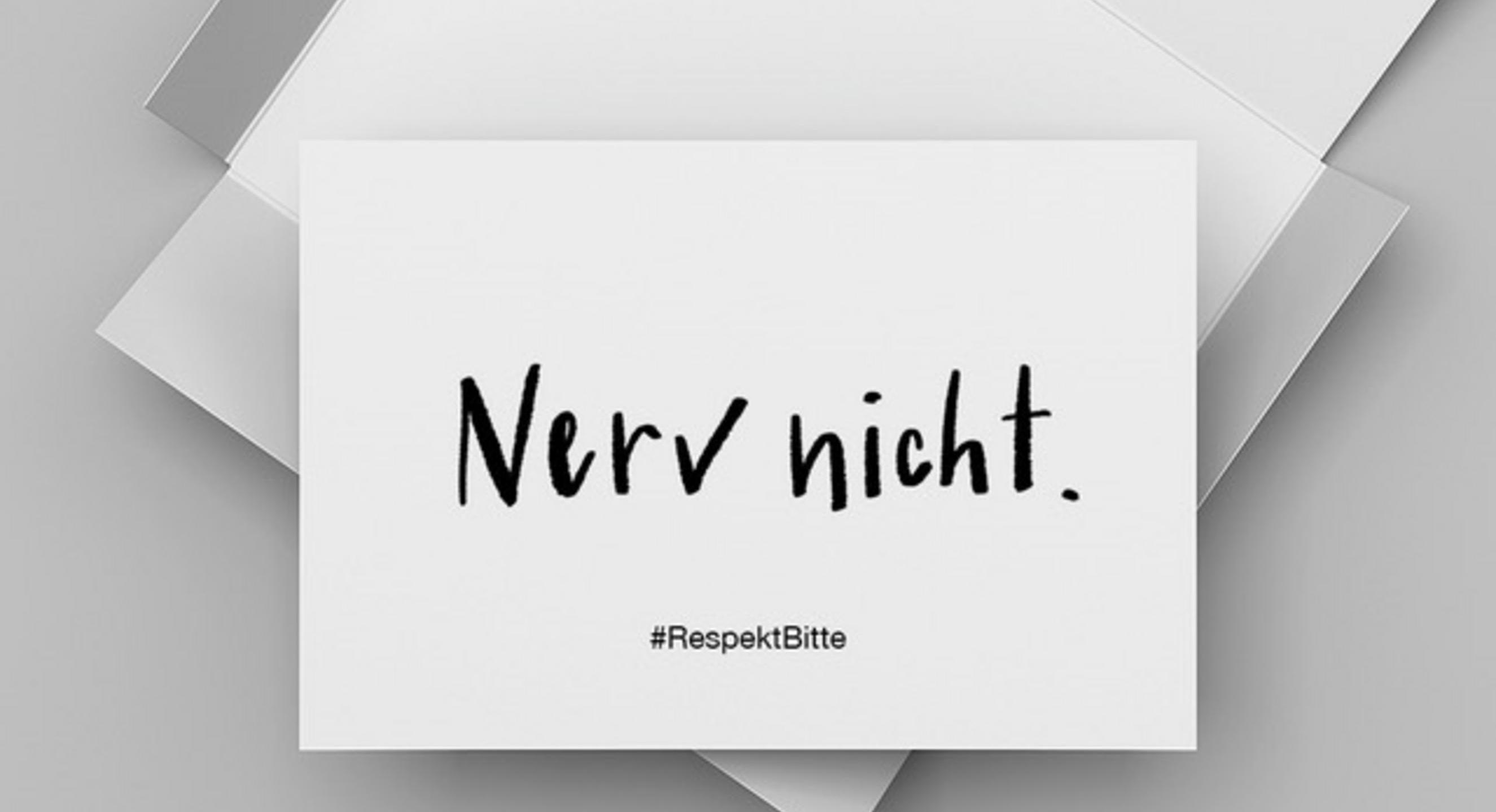 Postkartenmotiv mit dem Schriftzug Nerv nicht