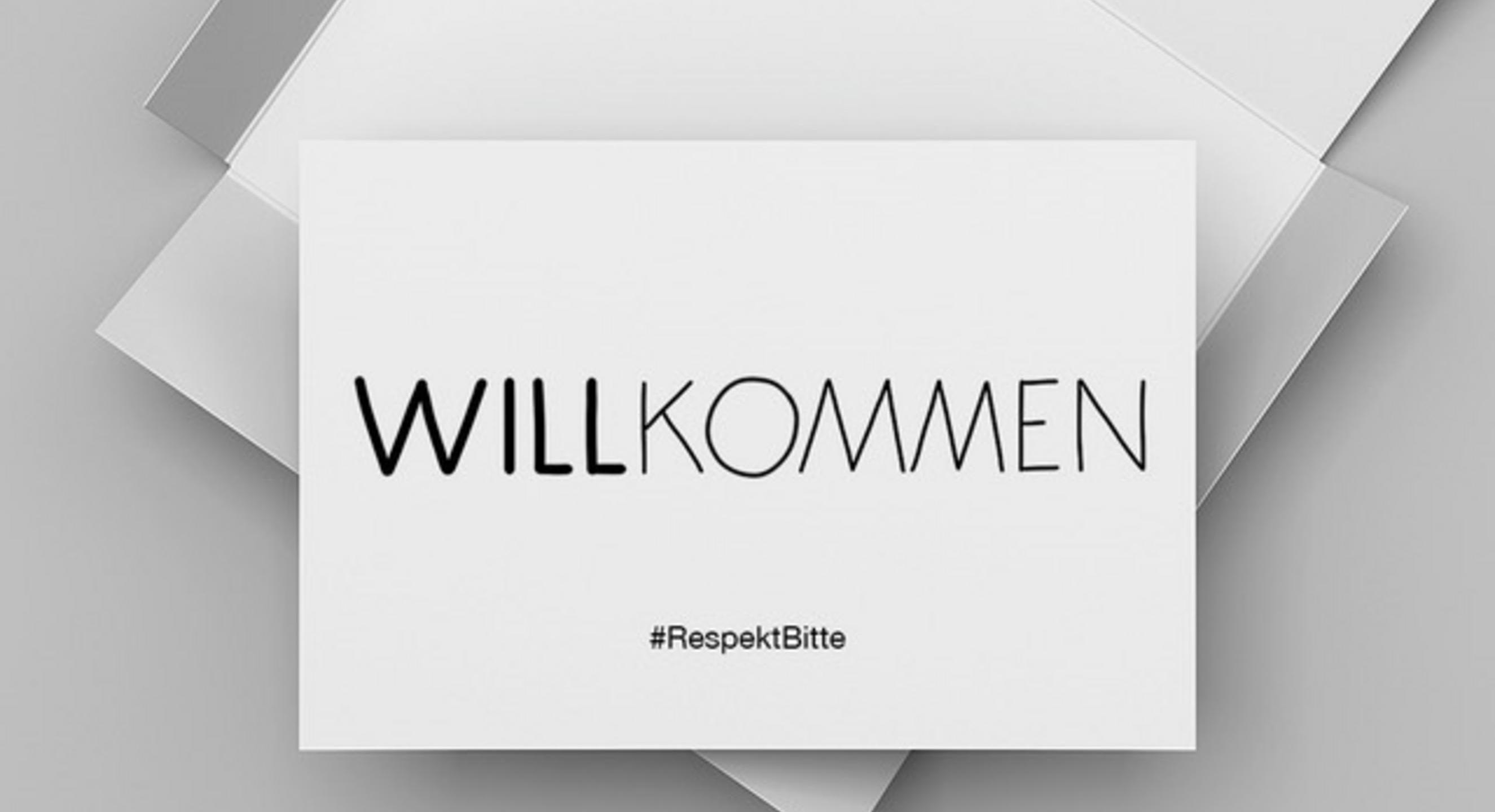 Postkartenmotiv mit dem Schriftzug Willkommen