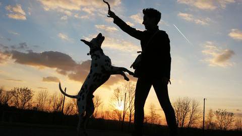 Frau mit Hund
