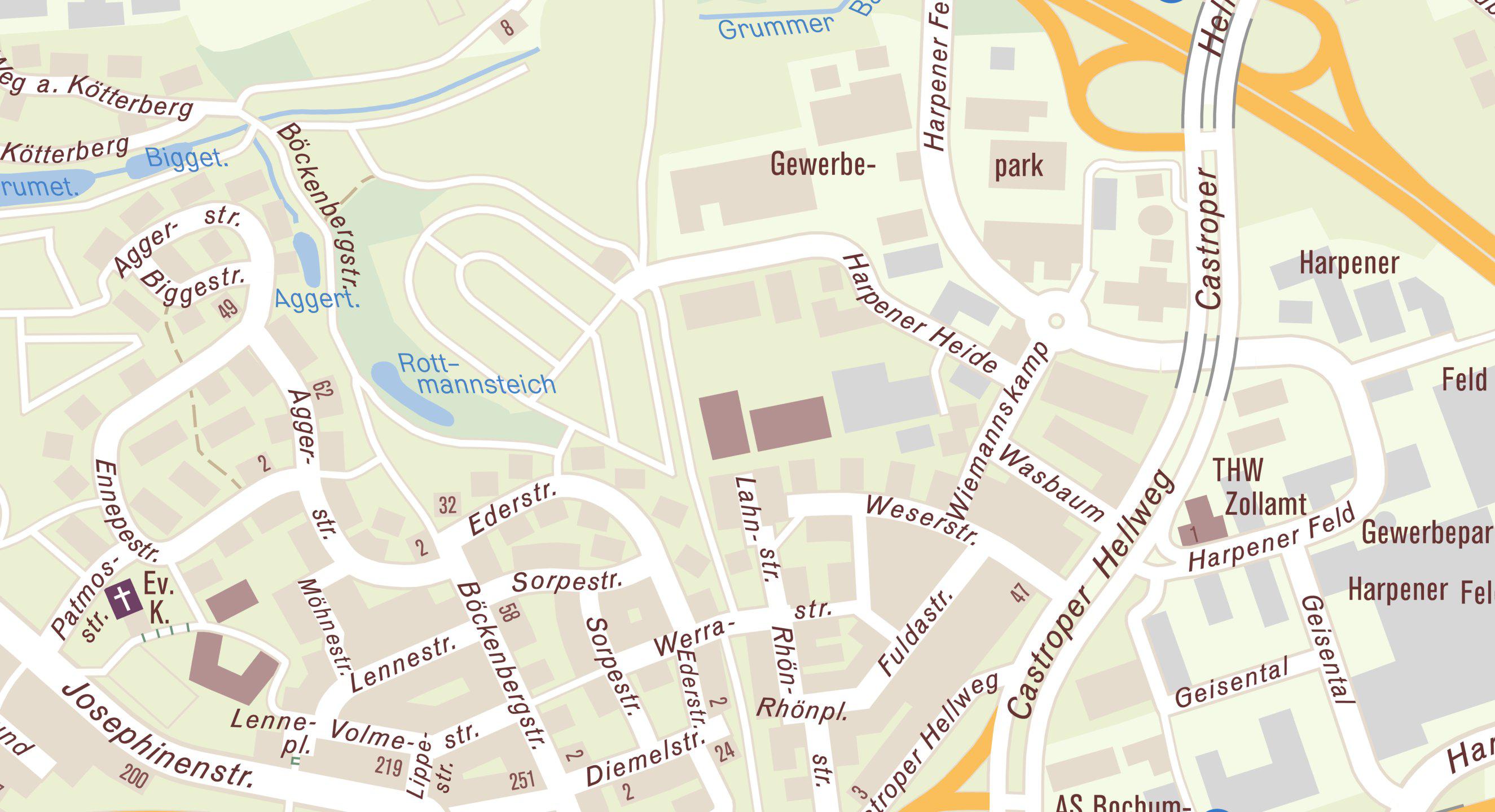 Kartenausschnitt Harpener Heide 5, 44805 Bochum