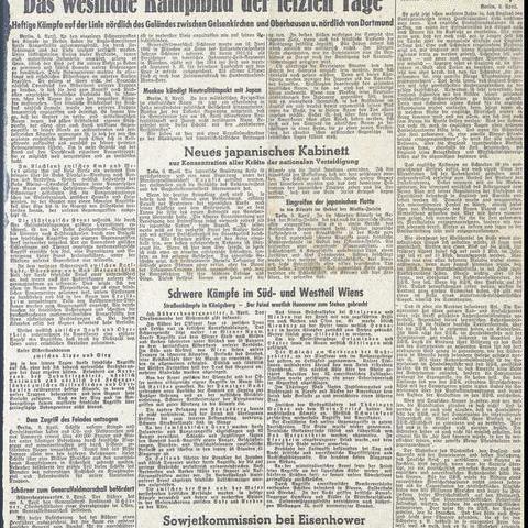 Titelblatt des Bochumer Anzeigers vom 10. April 1945