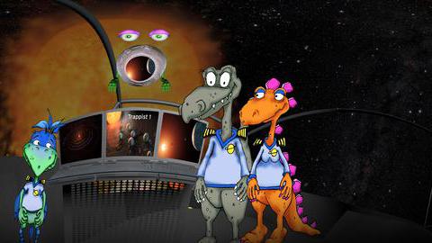 Die Dino-Crew, die zu fernen Welten aufbricht.
