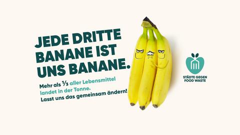 Motiv der Kampagne „Städte gegen Food Waste” mit Banane