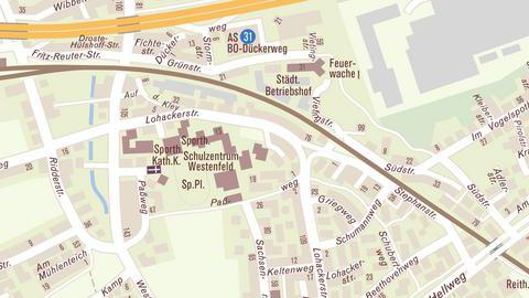 Kartenausschnitt auf dem der Standort der Kita Lohackerstr. 45 gezeigt wird.