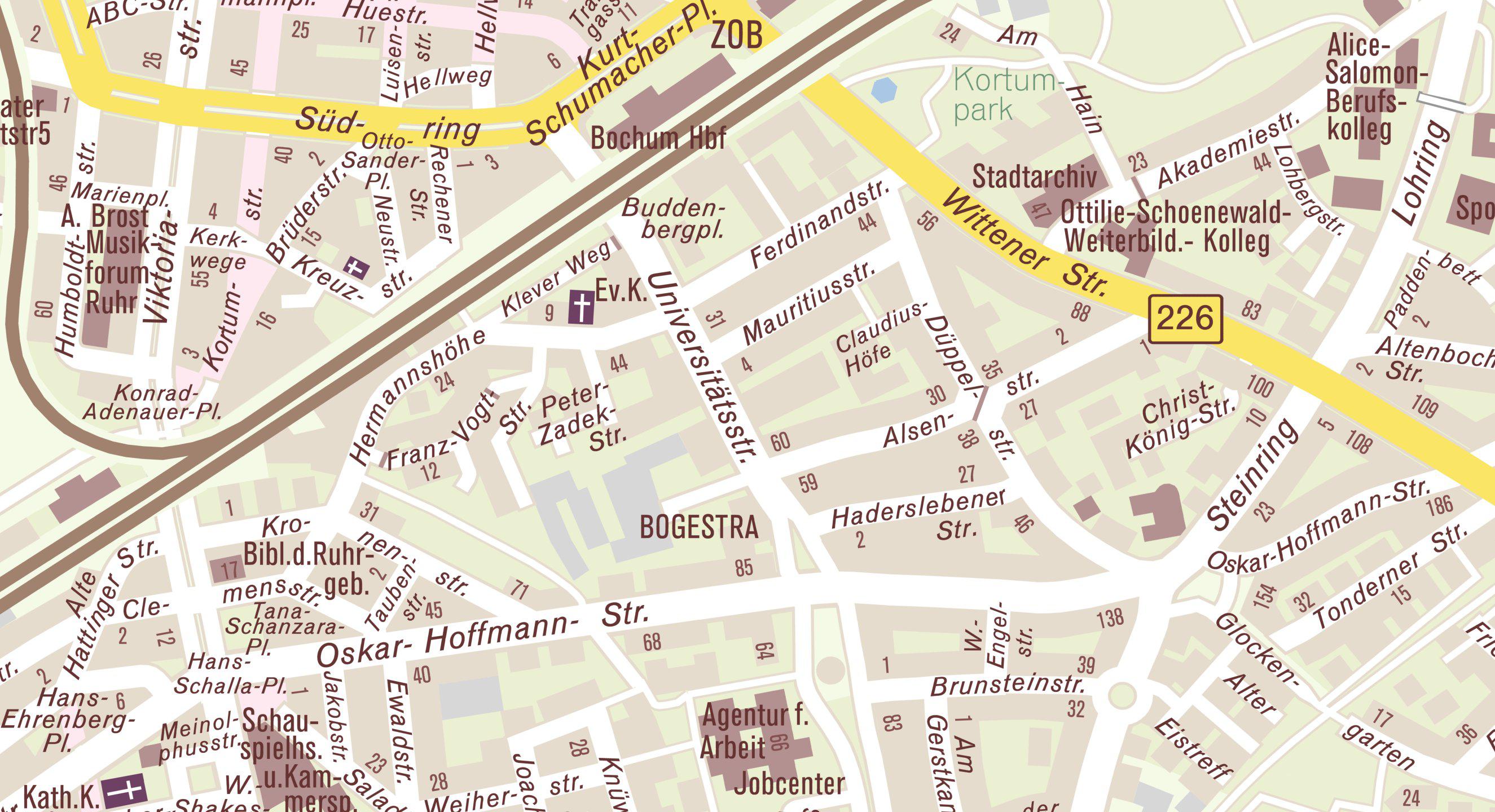 Lageplan zur Universitätsstraße 43-49