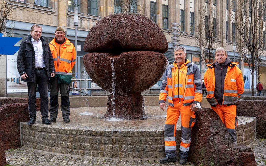 Von links: die städtischen Mitarbeiter Dirk Gerstkamp, Christian Haack, Andreas Drescher und Kai Wernecke.