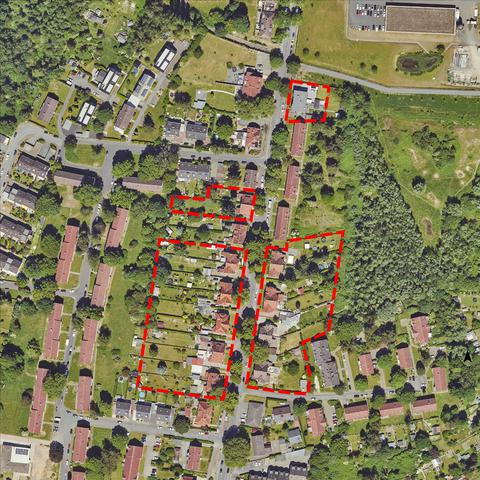Abgrenzung der Siedlung Engelsburg Süd auf dem Luftbild