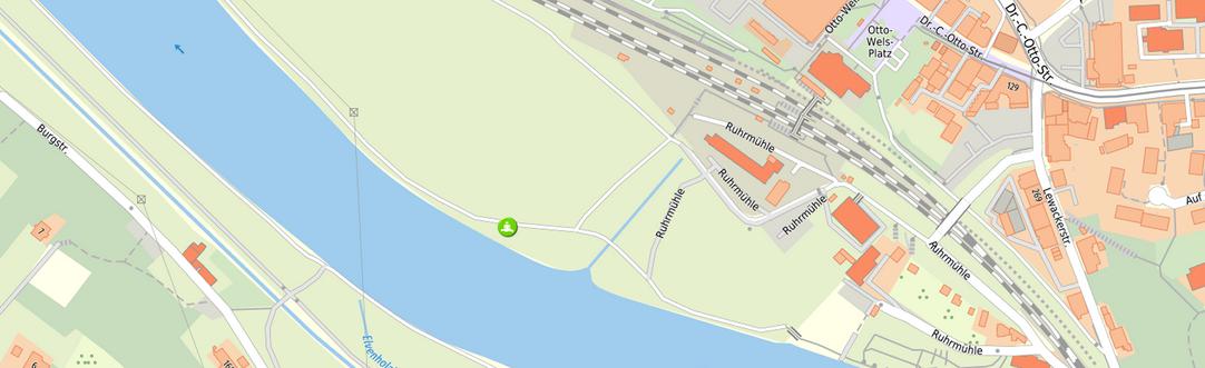 Stadtplan mit eingezeichneter Badestelle