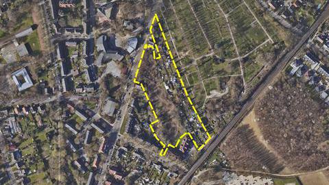 Bebauungsplan Nr. 417b – Hauptstraße / In der Schornau – Luftbild mit eingezeichnetem Plan