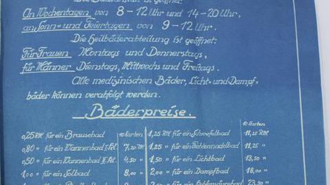 Die Preisliste der Städtischen Badeanstalt Wattenscheid von 1928
