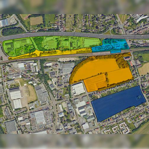 Bahnhofsquartier Wattenscheid mit den unterschiedlichen farblich gekennzeichneten Bereichen.