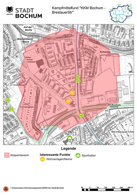 Evakuierungsradius Bombenfund Breslauer Straße
