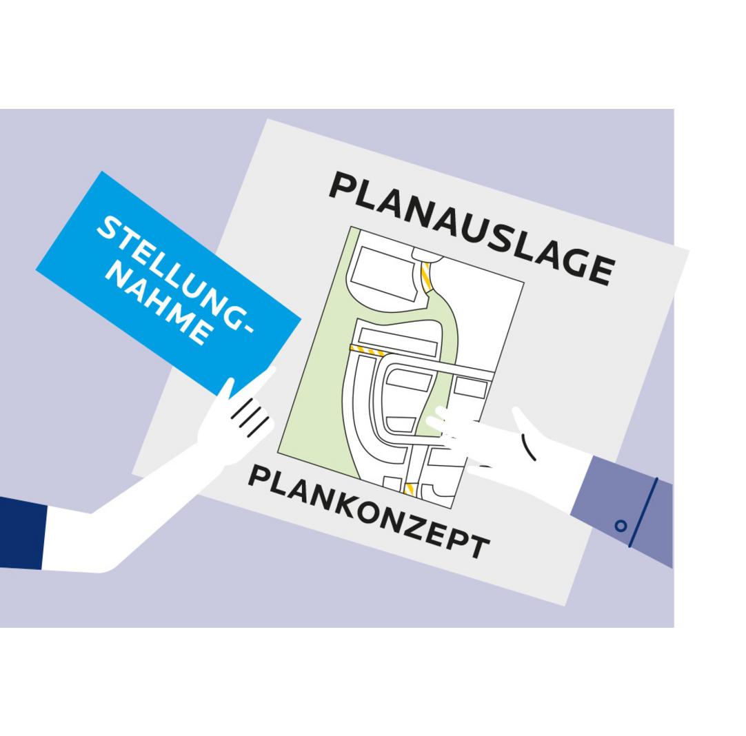 Skizze einer Planauslage mit einer Stellungnahme