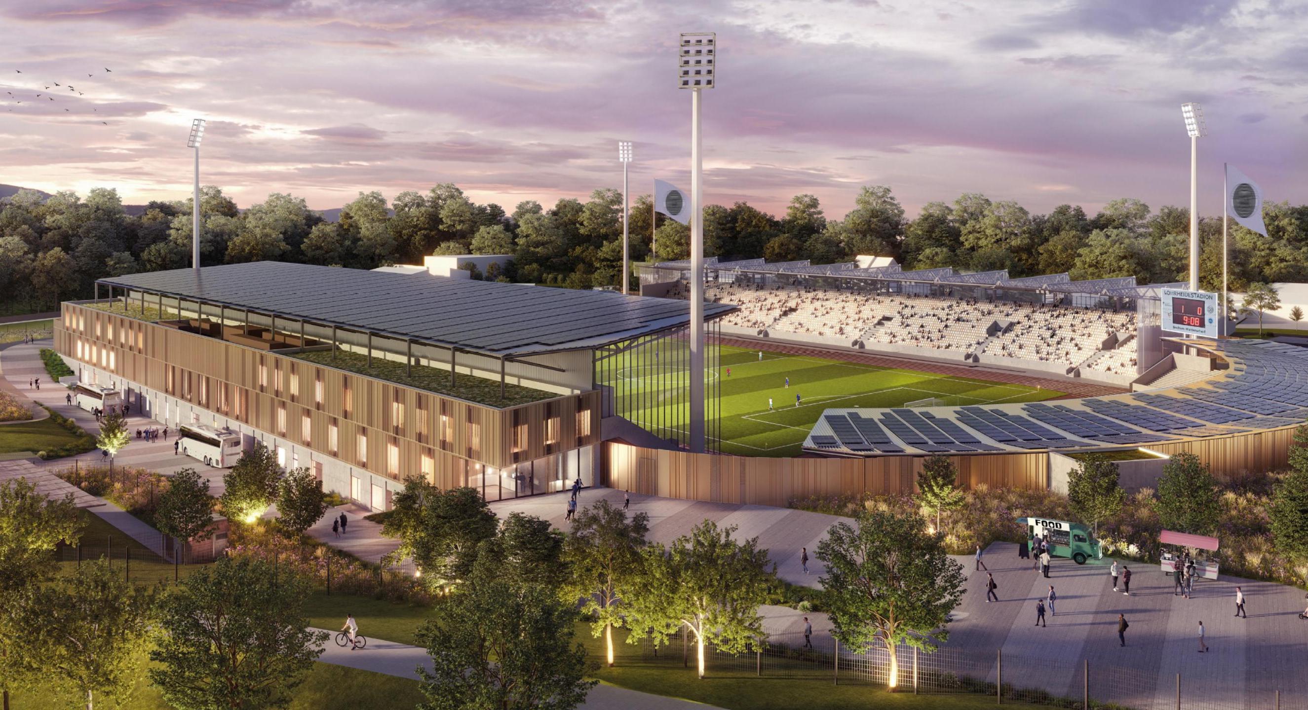 Visualisierung des umgebauten und modernisierten Lohrheidestadions